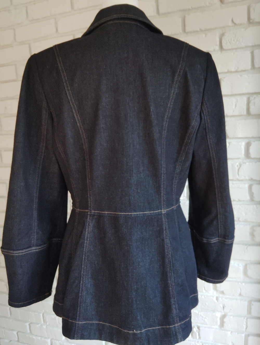White House Black Market Dark Indigo Denim Jacket sz M - Picture 2 of 8